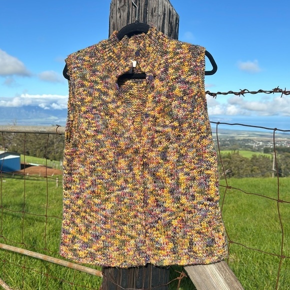 VTG TALBOTS Colorful Wool Blend Snap Button Knit Sweater Vest Cardigan - Picture 9 of 11